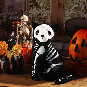 Peluche chat squelette noir de haute qualité 13 pouces, chaton noir doux en peluche, peluche Nightmare Rest pour cadeaux de fête d'Halloween - Product Image 3