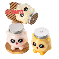 Venta al por mayor de fábrica: Envases desechables de grado alimenticio de 500ml con tapa de rosca, de plástico PET, con diseño de animales de dibujos animados, serigrafiados con lindo panda.