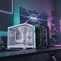 Boîtier PC Mid Tower ATX d'occasion MQ Sea View avec écran d'affichage de température, panneau latéral en verre trempé 360, ports USB 3.0, pour ordinateur de jeu