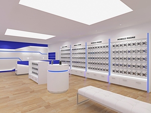 2024 di động hiện đại cửa hàng thiết kế kính hiển thị trường hợp hiển thị bóng trắng điện thoại tủ trưng bày - Product Image 3