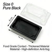 Barquette alimentaire noire de luxe japonaise jetable pour sushis avec couvercle transparent en PET, plateau d'emballage en plastique épaissi pour le sucre