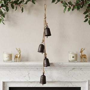 Gold-Plated Iron Wind <b>Chime</b> with Four Black <b>Bells</b> on Rope Flower & Fashion Design Hanging Decor for Home Decoration - Product Image 6