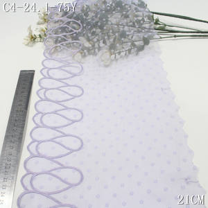 Tessuto in Pizzo a Rete Viola <span class=keywords><strong>con</strong></span> Luce Rossa Stile Moderno <span class=keywords><strong>con</strong></span> Pois Design Irregolare 21cm Bordura in Pizzo Ricamato 2025 - Product Image 4
