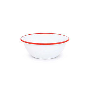 日本のクラシックブルーリムエナメルボウル 厚手スイカボウル キャンプ用収納皿 鉄板エナメルサラダサービングボウル - Product Image 5