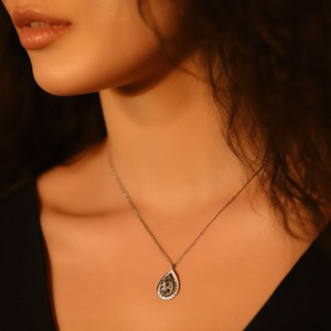 สร้อยคอจี้แฟชั่น สแตนเลส 316L ชุบทอง PVD ลายเสือดาวรูปหยดน้ำ - Product Image 3