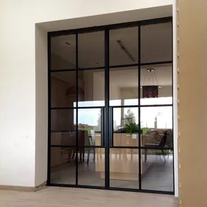 Customized size soundproof aluminum profiles steel tempered glass door