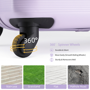 Fabrika özel ABS PP yeni Trend malzeme lüks 4 adet/takım 18 20 24 28 Hardshell su geçirmez tekerlekli çanta taşıma bagaj seti mor - Product Image 2