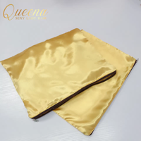 Sac d'emballage personnalisé en satin de soie haut de gamme avec fermeture éclair rangement de vêtements pochette d'emballage en satin pour perruque de cheveux cadeau