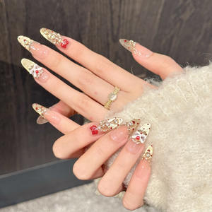 Diseño # 3441 # 3443 # 3445 # 3447 <span class=keywords><strong>Uñas</strong></span> Postizas de Alta Calidad con Diseño de <span class=keywords><strong>León</strong></span> Bailarín en 3D para el Año Nuevo Chino, <span class=keywords><strong>Uñas</strong></span> de Lujo con Efecto Ojo de Gato, Hechas a Mano - Product Image 5