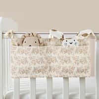 Sac de rangement multifonctionnel pour lit bébé avec double poche, pour biberons et couches, à suspendre au lit ou à la poussette