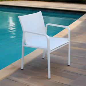 Sedia da Giardino con Telaio in Alluminio Verniciato a Polvere, Sedia da Patio Impermeabile con <span class=keywords><strong>Tessuto</strong></span> a Rete, Sedia da Ristorante in Teslin Rivestita in PVC - Product Image 3