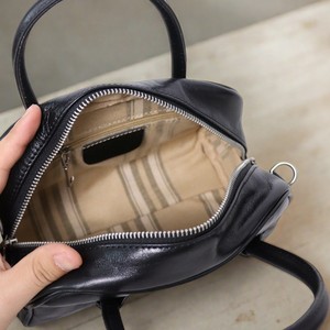 <b>Bowling</b> Bag Women Genuine Leather Pillow Handbag Horizontal Square Zipper Closure Shoulder Crossbody Bag Black Brown Green - Product Image 4
