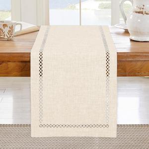Chemin de table en polyester rustique à motifs géométriques ajourés, 13x36 pouces, orange, style ferme, décoration d'automne pour Thanksgiving - Product Image 3