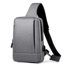 2021 थोक पुरुषों कंधे बैग यूएसबी चार्ज के लिए Crossbody बैग दूत गोफन छाती बैग ऑक्सफोर्ड एकल कंधे का पट्टा पैक