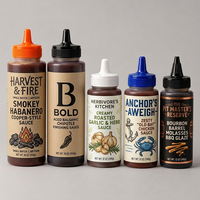 Bouteilles de sauce et de jus en plastique personnalisées avec logo, 200 ml, 350 ml, 500 ml, pour assaisonnement de cuisine, vinaigrette, ketchup