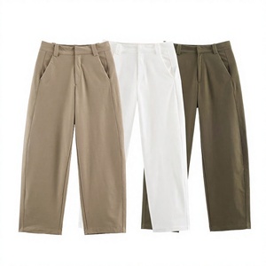 ZATRHMBM 2026 Otoño Nueva Moda Pantalones Largos Casuales de Poliéster Tejido de Cintura Media para Mujer - Product Image 4