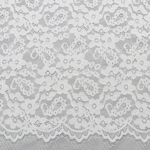 150cm Width <strong>Soft</strong> White <strong>Lace</strong> <strong>Fabric</strong> 90% Nylon 10% Spandex for Sportswear/Lingerie 15cm Pattern Height - Product Image 1