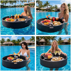 Fabricante Profesional: Bandeja Flotante Redonda de Ratán de Grado Comercial para Resorts de Lujo y Clubes de Playa - Tejida a Mano OEM/ODM - Product Image 2