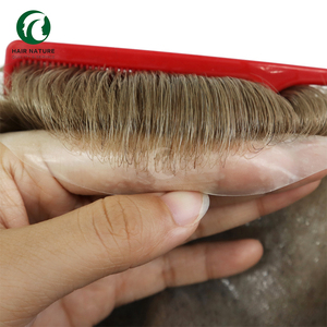 Toupee de Piel Fina de 8x10 Pulgadas (0.03-0.04mm) <span class=keywords><strong>para</strong></span> Hombre, con Lazo Frontal en V, Línea de Cabello Natural, Piezas de Cabello Anudadas, Peluca Tipo Toupee - Product Image 4