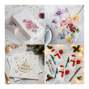 Serviettes en papier jetables à motif floral couleur saumon, serviettes en papier pour découpage Santian - Product Image 1