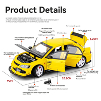 Modèle de voiture en métal authentique sous licence, moulé sous pression 1:24, LANCER Evolution IX EVO, 9ème génération, avec son et lumière, fonction pullback et portes ouvrables