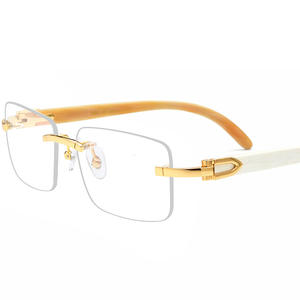 Designer di lusso corno senza montatura uomini d'affari prescrizione miopia occhiali da vista fabbrica occhiali da vista - Product Image 6