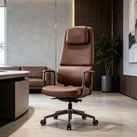 Chaise de bureau ergonomique confortable avec appui-tête, chaise de direction moderne en cuir PU, dossier pour bureau et étude