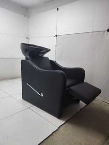 Fauteuil de lavage moderne en céramique et similicuir PU avec repose-pieds réglable et éponge haute densité pour salon de coiffure et institut de beauté - Product Image 3