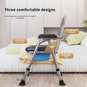 Chaise de toilette <span class=keywords><strong>tout</strong></span>-en-un en acier inoxydable pour chambre à coucher, réglable en hauteur, sans installation requise, usage exclusif pour personnes âgées, directement de l'usine - Product Image 3