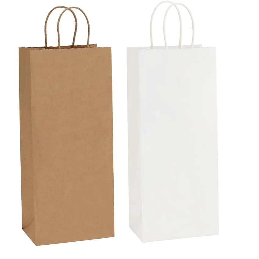 Saco de papel elegante ecológico, logotipo personalizado 250gsm para compras, embalagem de embalagem para vinho tinto