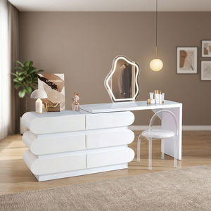 Modern Makeup Vanity Table <b>With</b> <b>Lighted</b> <b>Mirror</b> Storage Desk For Bedroom Furniture - Product Image 3