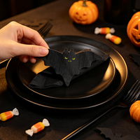Serviettes en papier 3 plis imprimées Halloween avec logo personnalisé, motifs maison hantée, sorcière, chauve-souris pour décoration de fête d'octobre OEM ODM