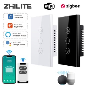 Interrupteur de porte de garage automatique intelligent Tuya <span class=keywords><strong>WiFi</strong></span> RF433 avec télé<span class=keywords><strong>commande</strong></span>, interrupteur tactile en verre trempé pour <span class=keywords><strong>volet</strong></span> <span class=keywords><strong>roulant</strong></span> électrique - Product Image 1