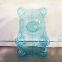 Ours gonflable transparent géant personnalisé en PVC transparent, adorable poupée décorative en forme de ourson gélifié violet pour la décoration