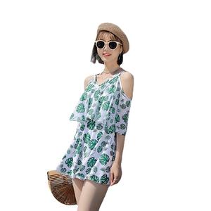 Conjunto de traje de baño de dos piezas para mujer, traje de baño tejido asimétrico con cuello en V para nadar y deportes acuáticos, talla adulta - Product Image 5