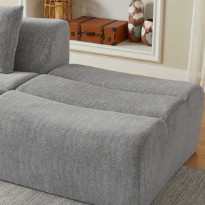 Vacuum Roll Packed Modular Cube <b>Sofa</b> 3-Seater Linen Textile Sectional Couch Frameless <b>Foam</b> Furniture Vacuum Compressed - Product Image 3