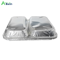 Moule à pain jetable en aluminium, plateau de cuisson en aluminium jetable, 2 compartiments, contenants alimentaires jetables en aluminium P2-810ml