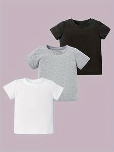 เสื้อยืดเด็กสีพื้น แขนสั้น สำหรับเด็กผู้ชายและเด็กผู้หญิง เสื้อยืดฤดูร้อนสำหรับเด็ก เสื้อยืดกีฬา สกรีนโลโก้ได้ เสื้อยืดเด็กผ้าฝ้าย - Product Image 2