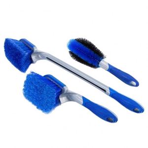 Brosse de nettoyage de roues et jantes en plastique à long manche et poils souples pour le detailing automobile - Product Image 1
