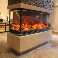 Cheminée électrique moderne de luxe de haute qualité à trois côtés avec télécommande, flammes LED, pour usage domestique et hôtelier, tailles de 36 à 100 pouces