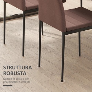 HOMCOM-Juego de 4 sillas tapizadas para sala de estar o comedor, sillas de cocina modernas, en metal y tela caqui - Product Image 4