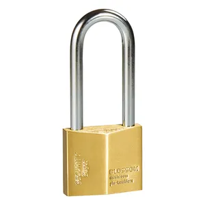 LX01L 40mm Customized Diamond Lock Copper Pad Lock Padlocks With 3 Brass Keys Diamond Type Long Shackle Brass Padlock