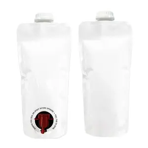 1L 160 micras PET/PA/PE esquina redonda fuerte sellado inventario papel de aluminio vino líquido babero bolsas en una caja de bolsa con válvula doble