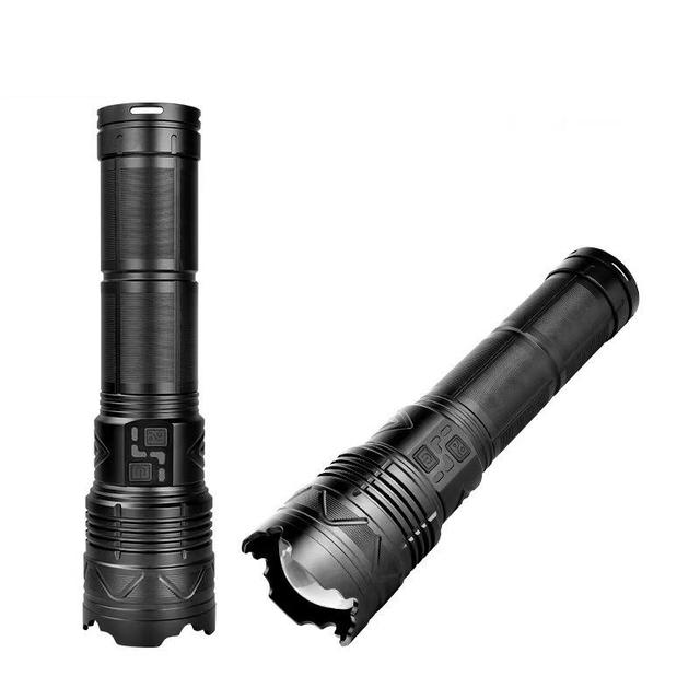 Outdoor USB Type-C Charging COB LED Flashlight 1000M+ Long-Range Zoom Aluminum Alloy Shark Gills Cooling Rechargeable Torches