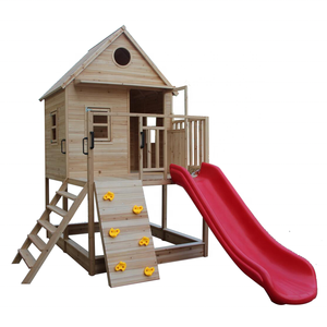 Outdoor Hinterhof Garten billig Holz Spielhaus Dekoration Holz Kinderspiel haus mit Sandkasten Rutsche - Product Image 6