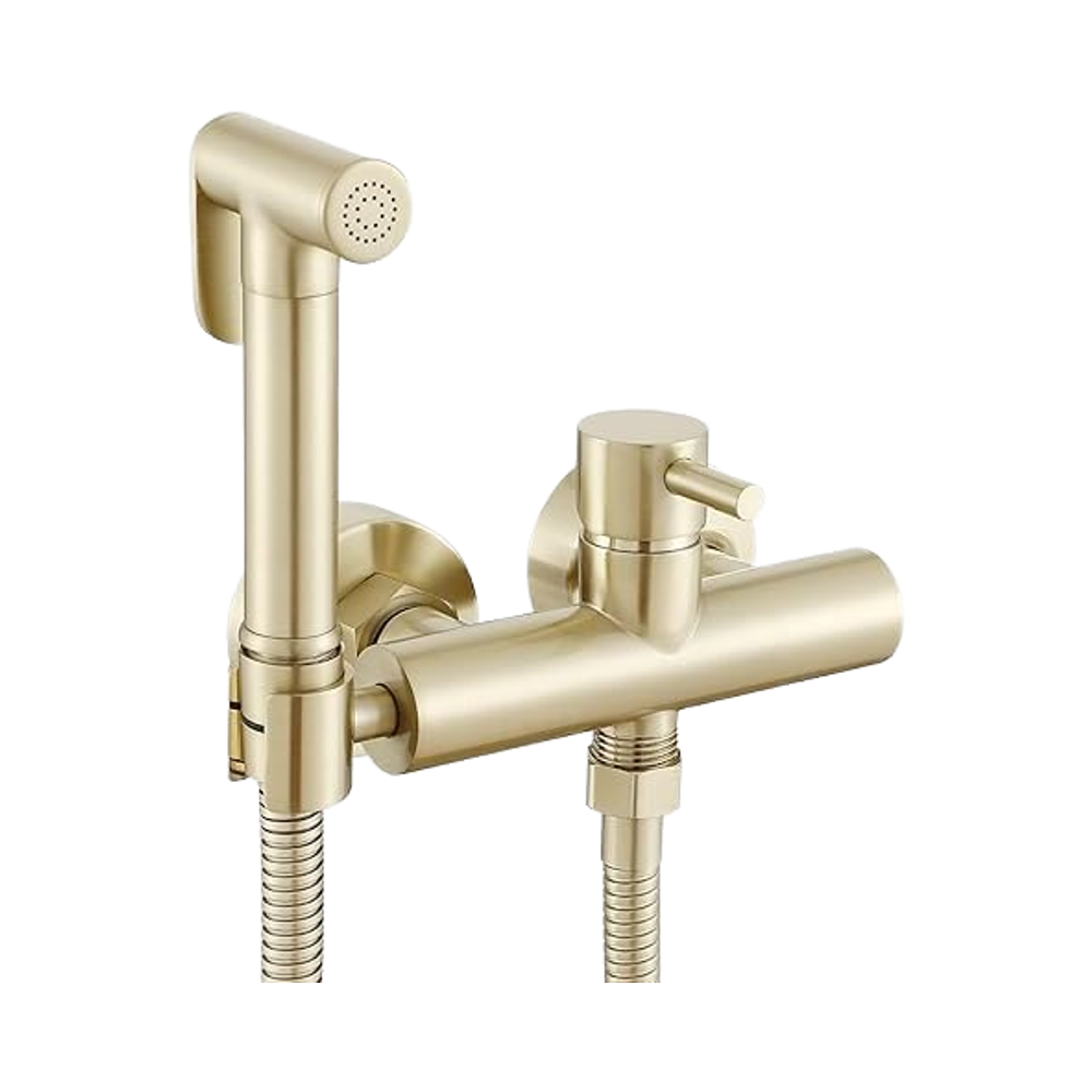Modern Design Handheld Brass Bidet Spray Set Brushed Gold ABS Plastic Bathroom Attachment with Cold Water Feature
