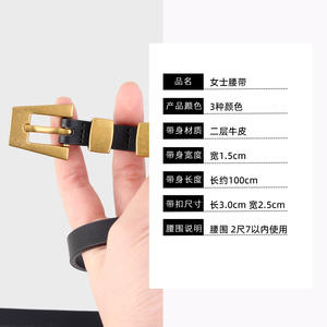 Cinturón de Cuero Genuino, Piel de Vaca, Hebilla Rectangular de Aleación, Duradero, Casual, Elegante, para el Día a Día, Tiyo ABB0187, 2.0cm, Bordado, Negro, Marrón - Product Image 2