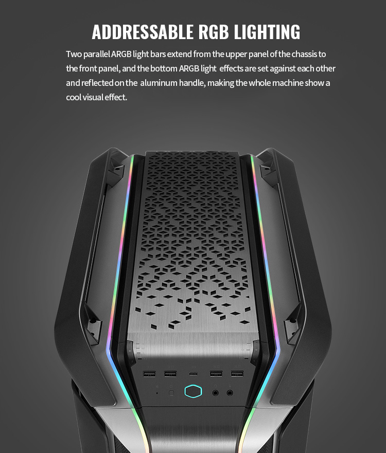 Cooler Master C700M Atx de Jeu Pleine Tour pc Cas 420 d'eau de refroidissement Trempé verre ARGB châssis