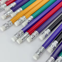 Crayon en bois hexagonal HB de 7,5 pouces pour usage scolaire promotionnel avec gomme, impression de logo personnalisée et emballage personnalisé
