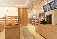 Design de restaurant moderne haut de gamme personnalisé Ensemble de meubles pour café avec éclairage LED Matériau en fer Vitrines